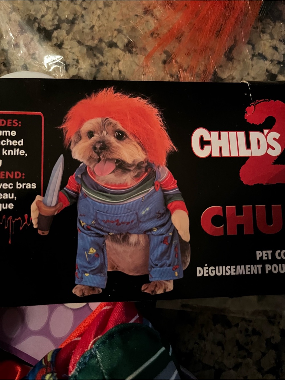 Jolie Orange Wig and Blue Overalls Dog Costume
